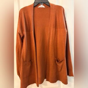 Time and Tru Rust Orange Open-Front Pocket Cardigan Size Small (4-6)